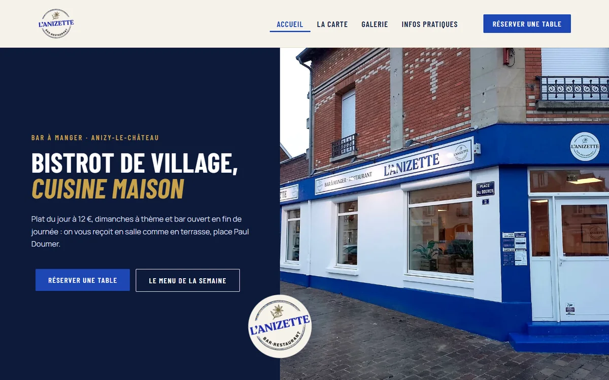 Aperçu du site du bar-restaurant L'Anizette