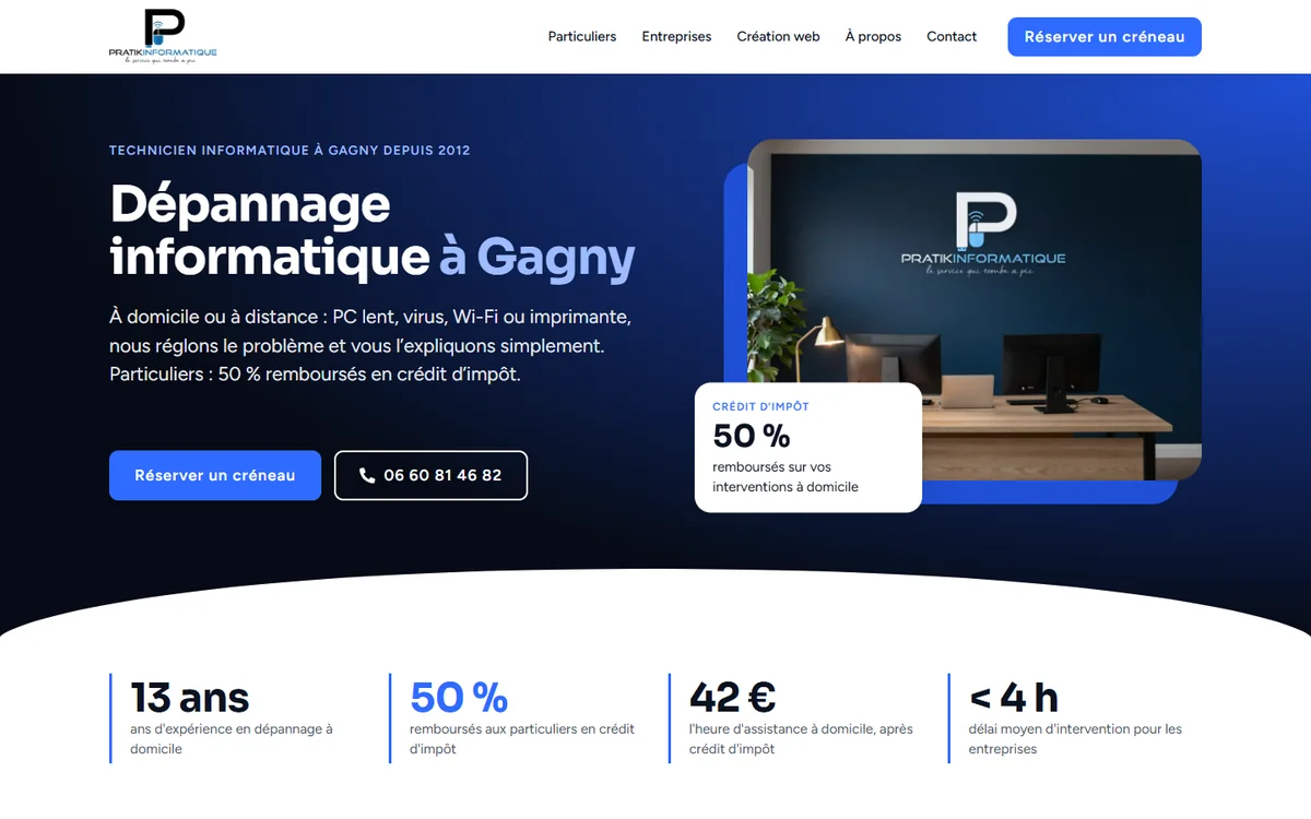 Aperçu du site Pratik Informatique, dépannage informatique à Gagny